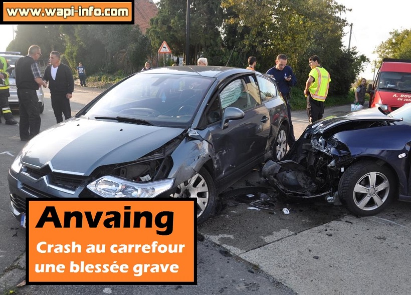 Anvaing crash carrefour blessee grave