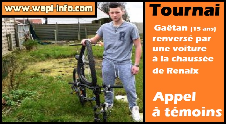 Tournai accident velo appel a témoins