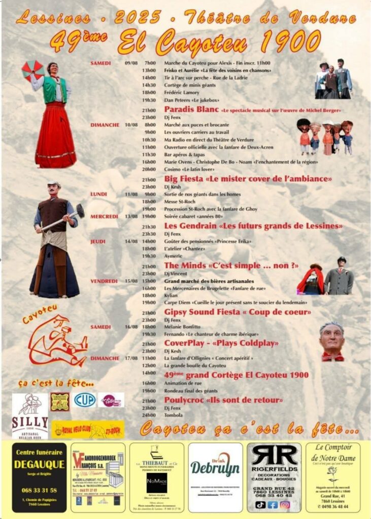 Lessines célèbre El Cayoteu 1900 : folklore, concerts et cortège du 14 au 17 août