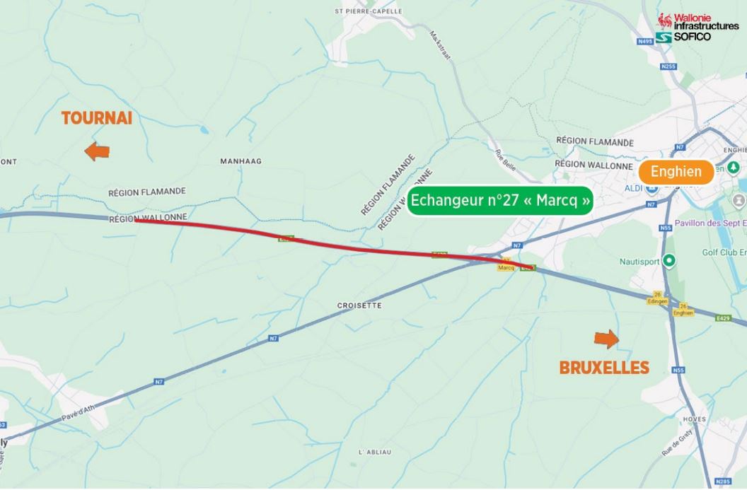 Marcq : chantier sur l’autoroute A8 vers Tournai jusqu’à la mi-novembre