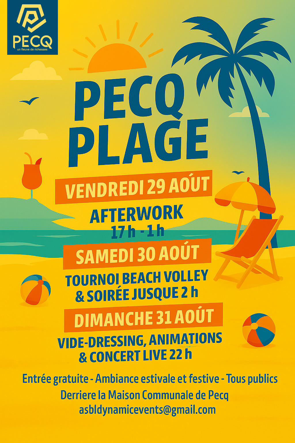 Pecq Plage 2025 : tournoi de beach volley, vide-dressing et ambiance vacances