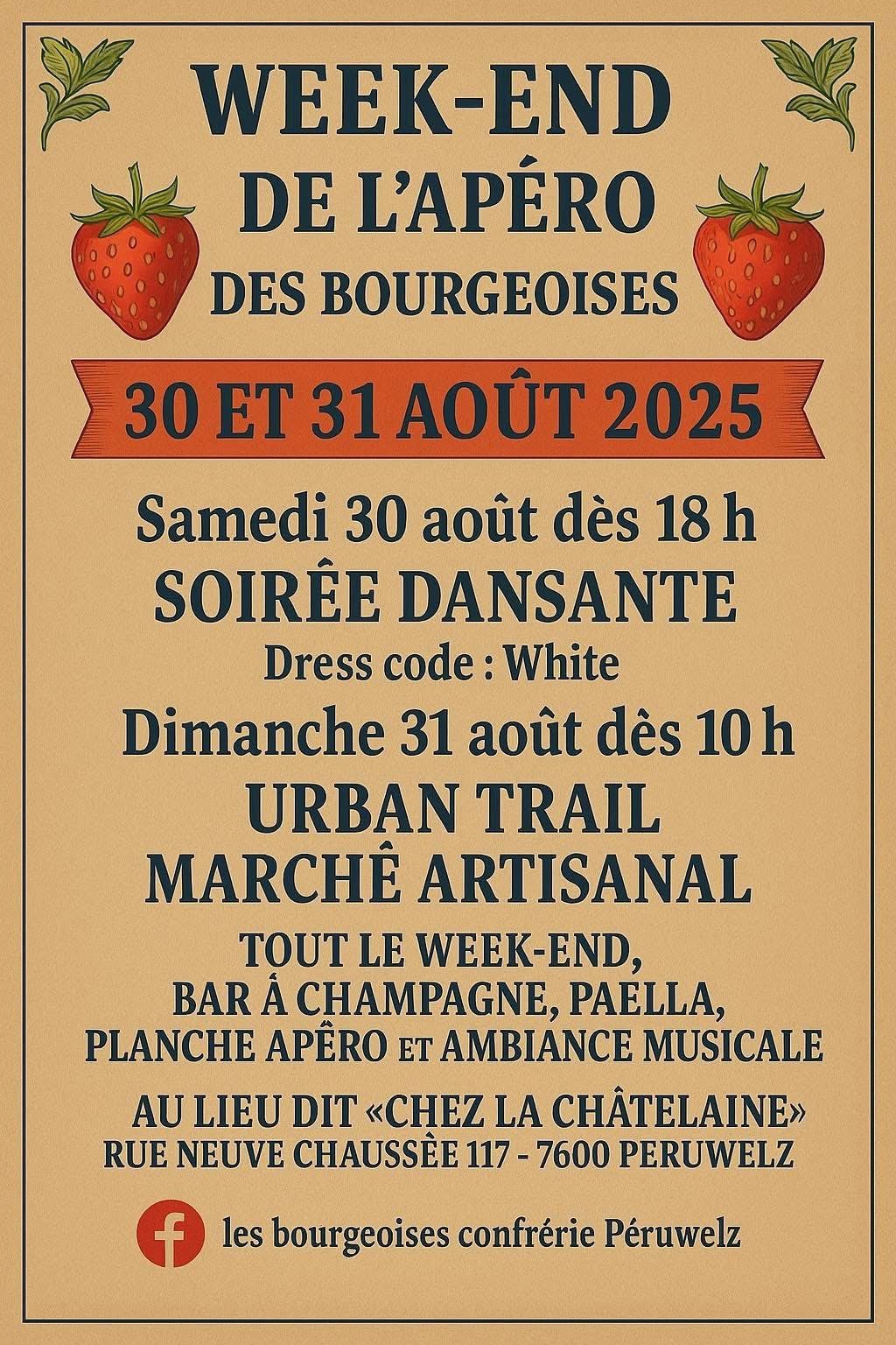 1er Urban Trail & Week-end de l’Apéro des Bourgeoises à Péruwelz – 30 & 31 août 2025